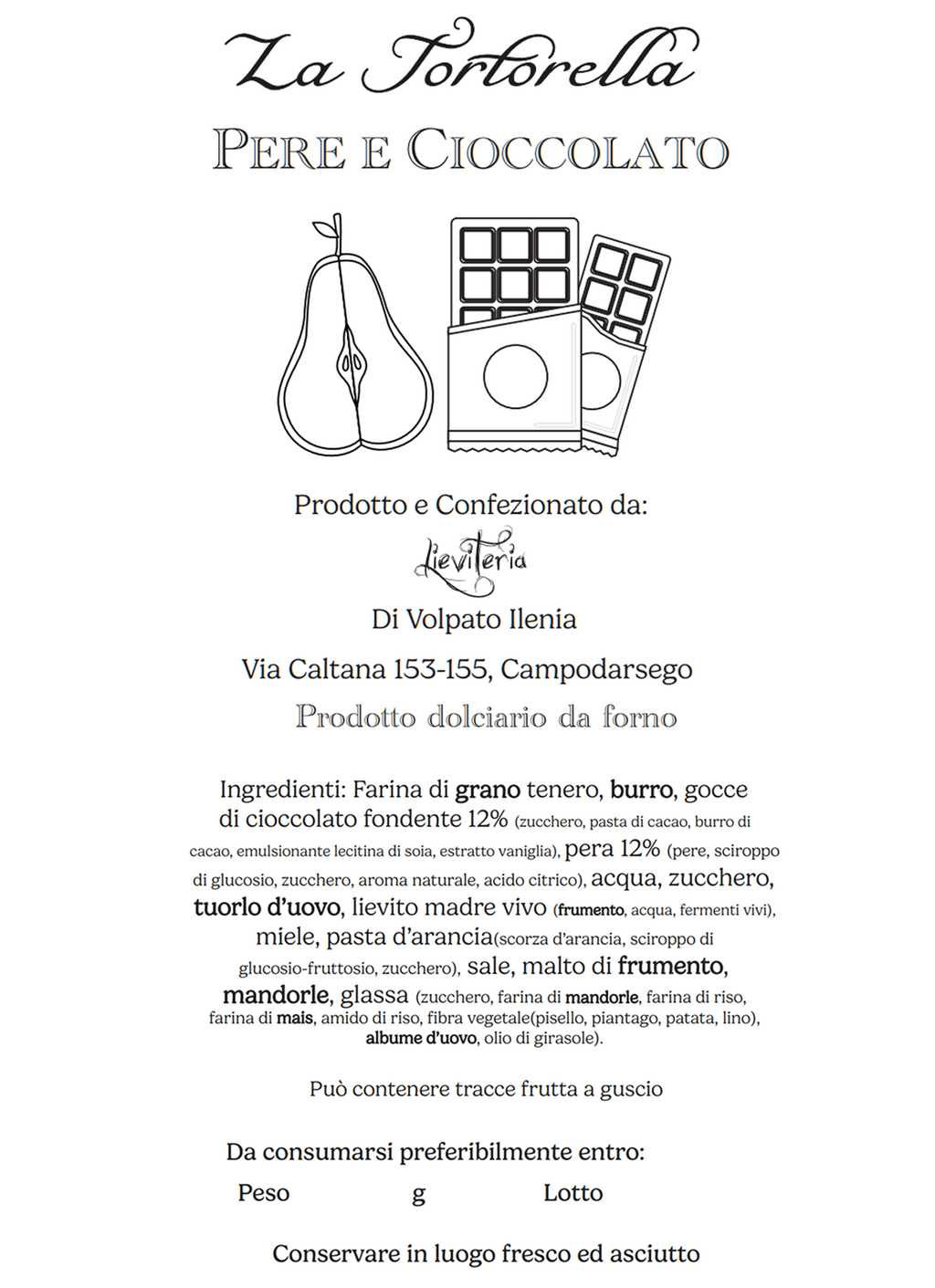 Tortorella Pera e Cioccolato